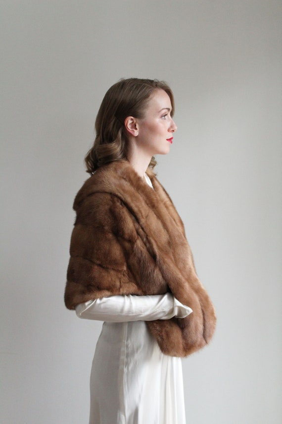 Vintage 1950's Brown Mink Fur Stole | AS IS - image 6