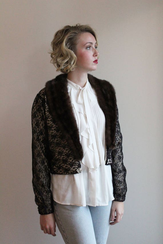 Vintage Bridal Ivory wool blend sweater with blac… - image 5