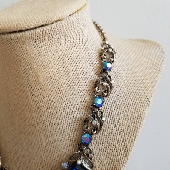 Vintage 1960s Sapphire Blue tone Statement Neckla… - image 3