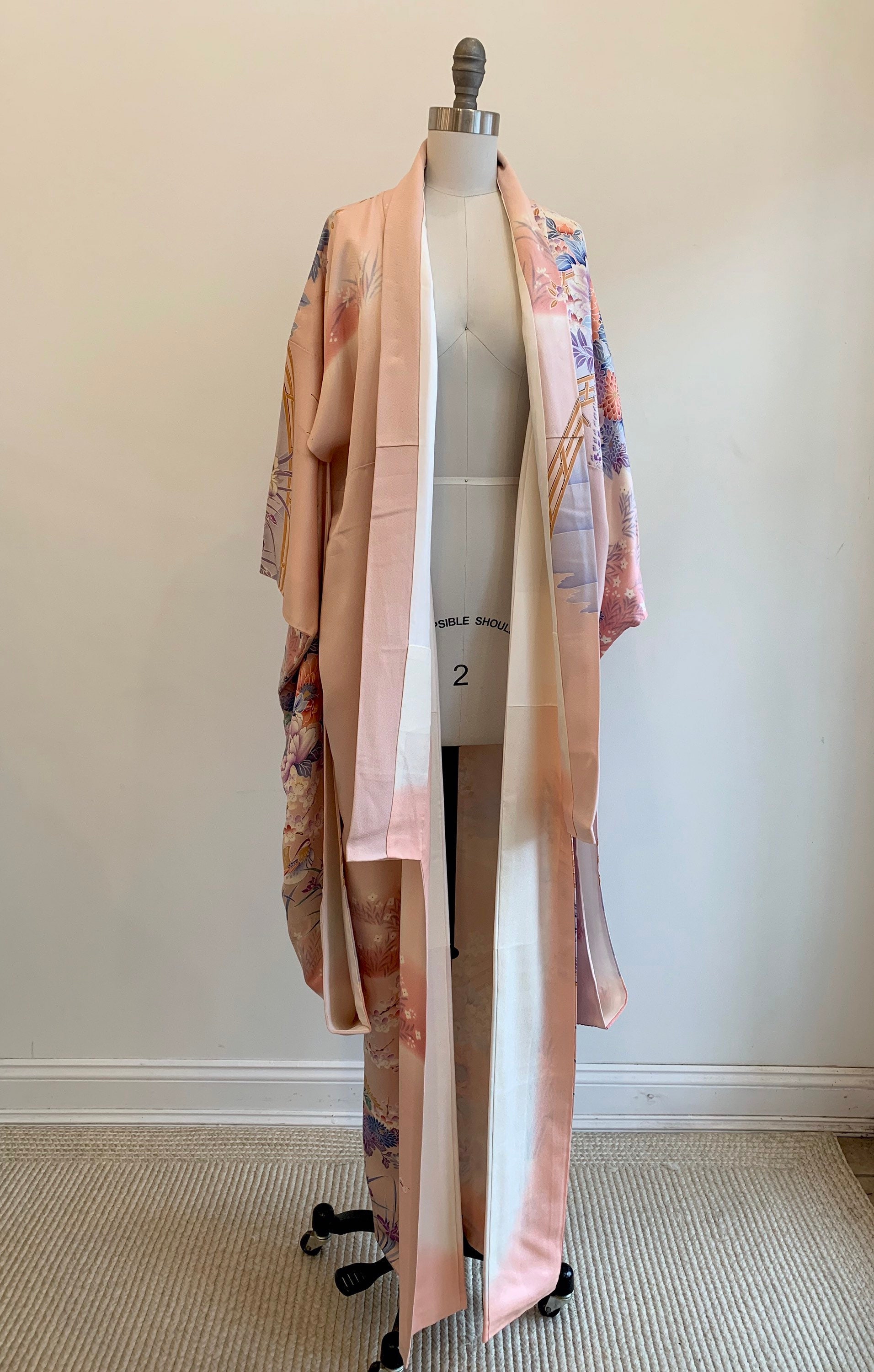 Vintage Pink Silk Japanese Kimono  Miranda's Vintage Bridal