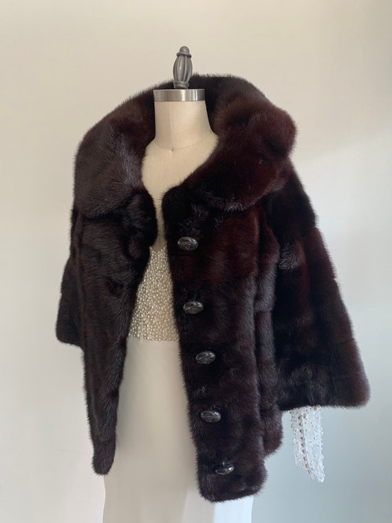 Vintage 1960s Oleg Cassini evans Dark Brown Fur Coat With Unique