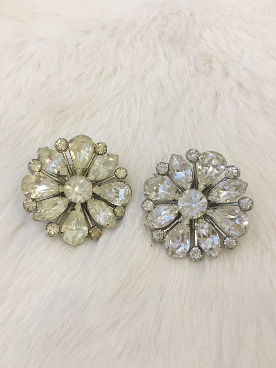 Vintage Mid-Century Crystal Rhinestone Floral Sta… - image 3