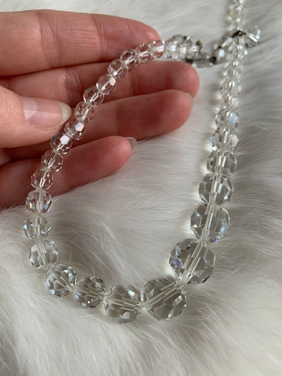 Vintage 1930s-1940s Clear Crystal Necklace with Ad