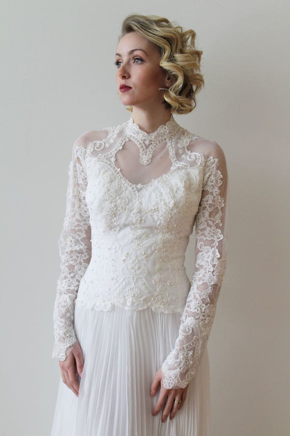 pleated skirt wedding dress