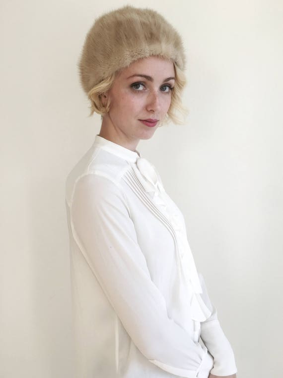 Vintage Blonde Mink Fur Winter Hat - Winter Wedding, Winter 