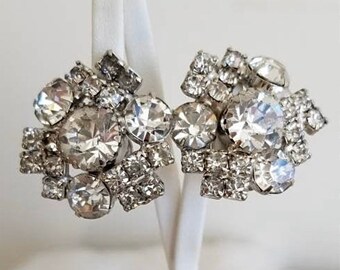 Vintage Mid-Century Cluster Statement Clip-On Earrings