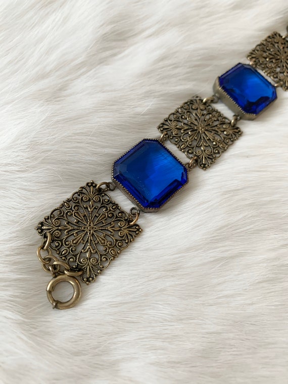 Vintage 1920s-1930s Sapphire color czech glass - … - image 3