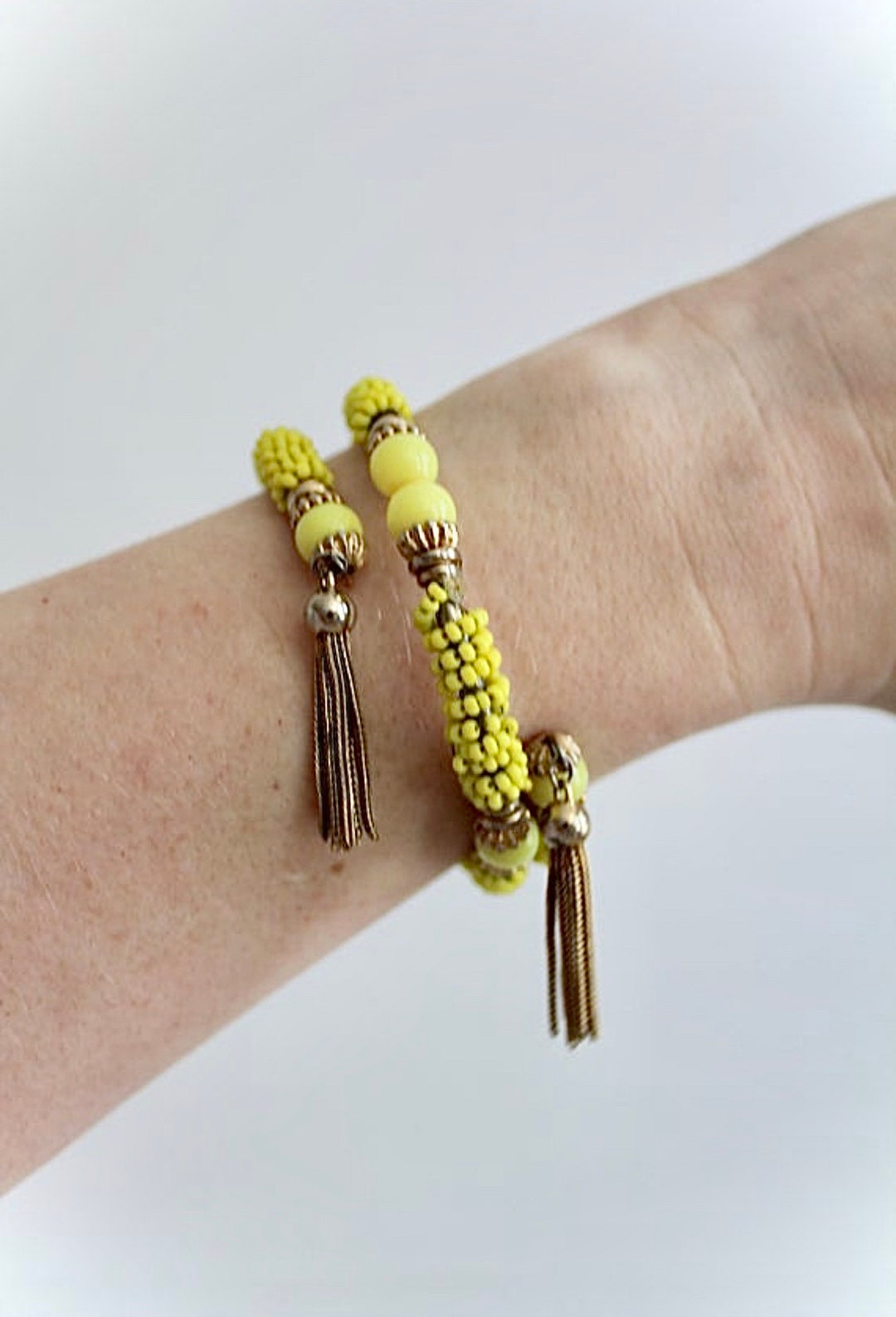 Vintage Possible Unsigned Miriam Haskell Bright Yellow/chartreuse