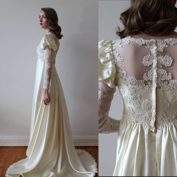 Vintage 1960's-1970's Empire Waist Wedding Dress w