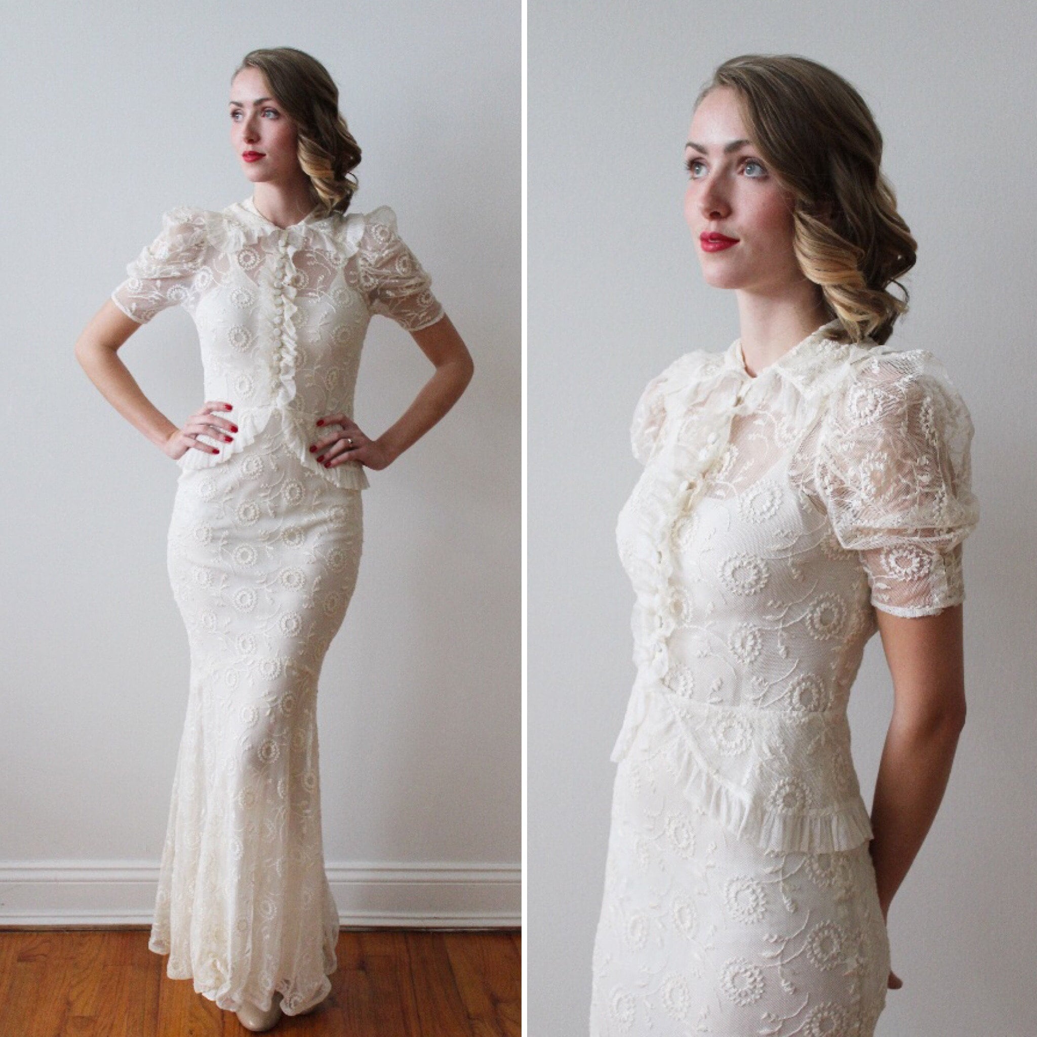 peplum lace wedding dress