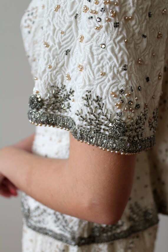 Vintage 1980s Short Sleeve Beaded Party Dress - image 8