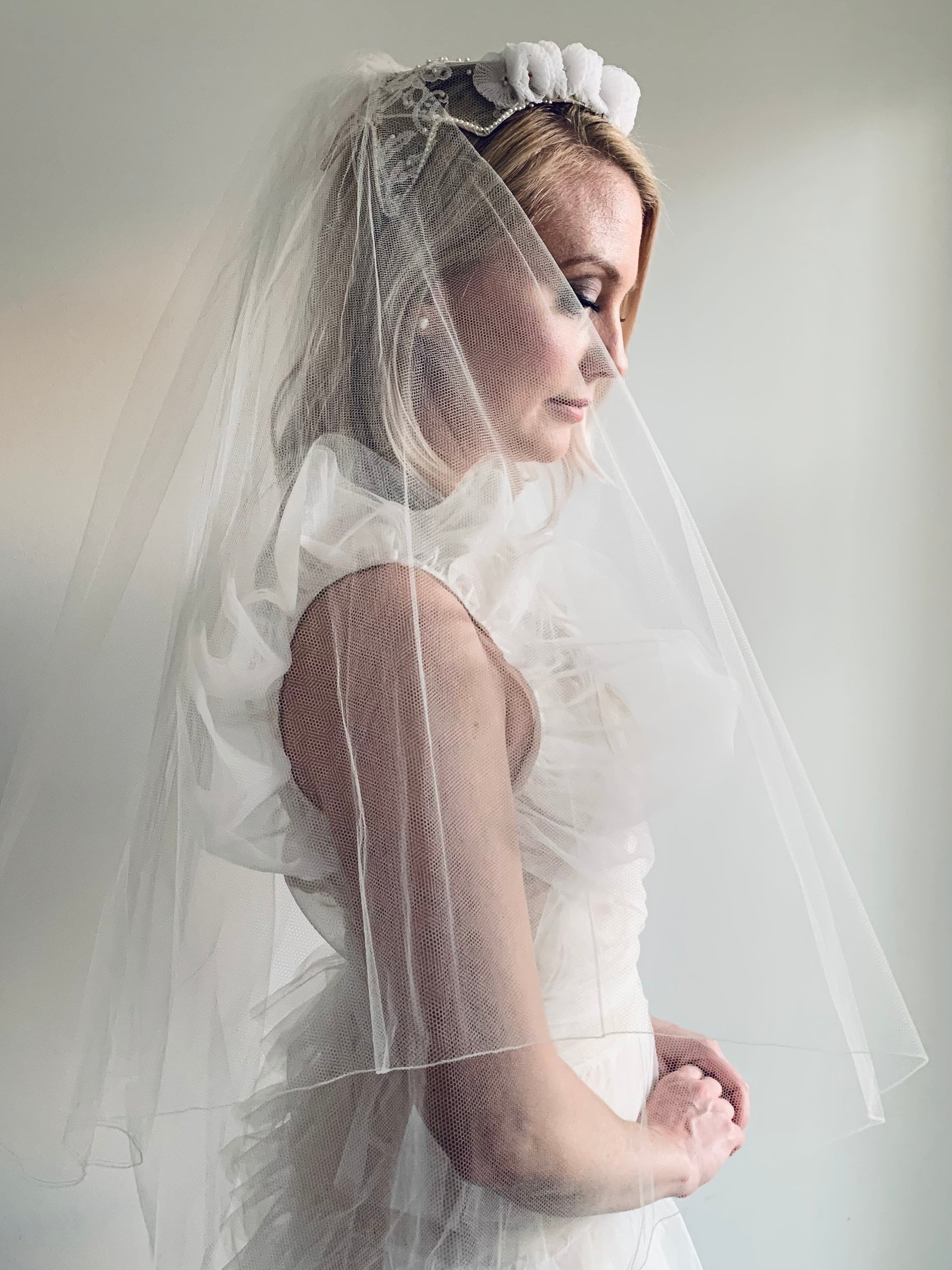 Vintage 1950's Miss Lillian Bridal Veil With Headpiece - Vintage