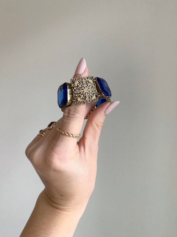 Vintage 1920s-1930s Sapphire color czech glass - … - image 9