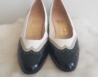 VINTAGE 80s 90s Navy Blue Designer SALVATORE FERRAGAMO