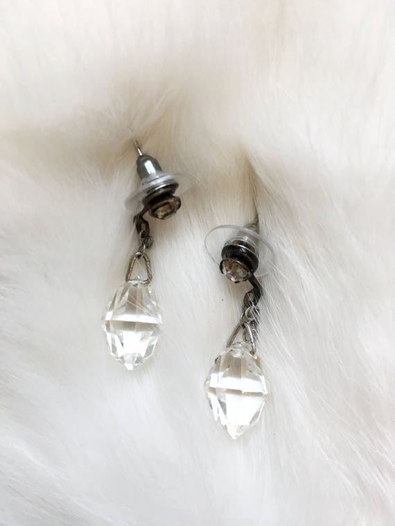 Vintage 1920s - 30s Clear Crystal Silver Tone Dang