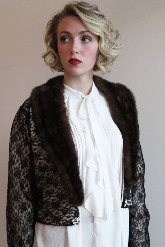 Vintage Bridal Ivory wool blend sweater with blac… - image 7