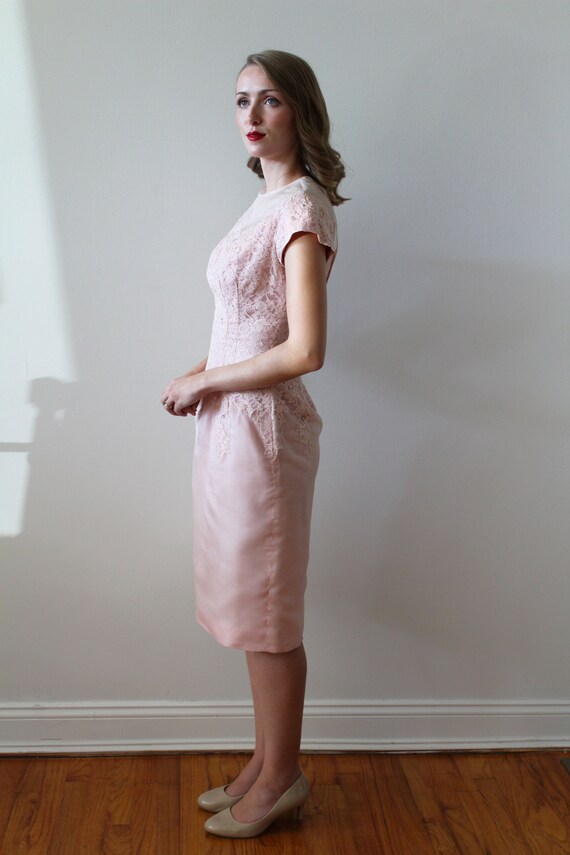 Vintage 1950's Short Sleeve Pink Party Dress with… - image 7