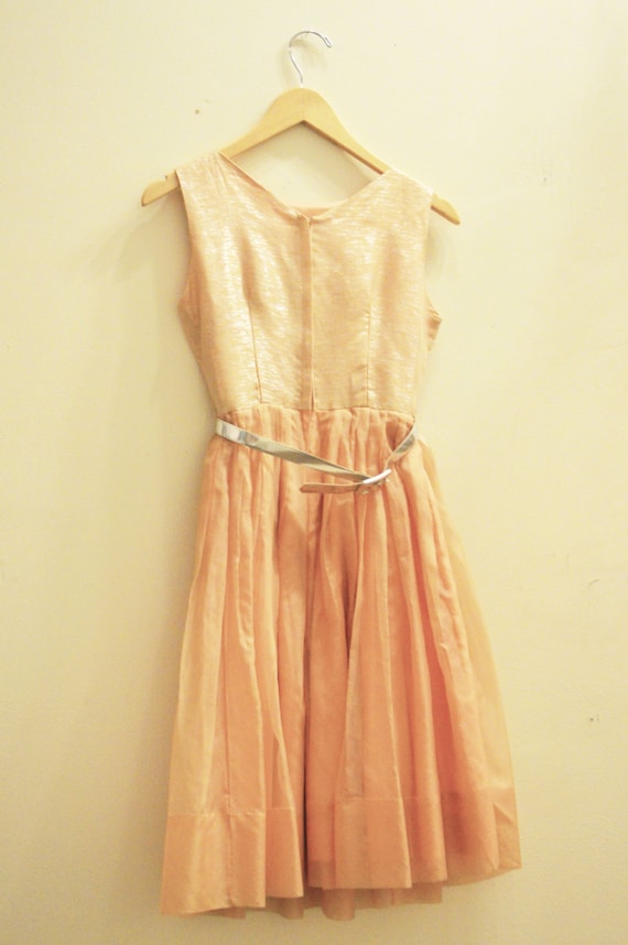 Vintage 1960 s Orange Peach Silver Metallic Party Dress for Child