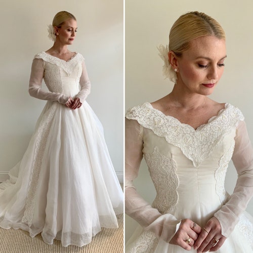 Vintage 1950s Silk Organza and French 