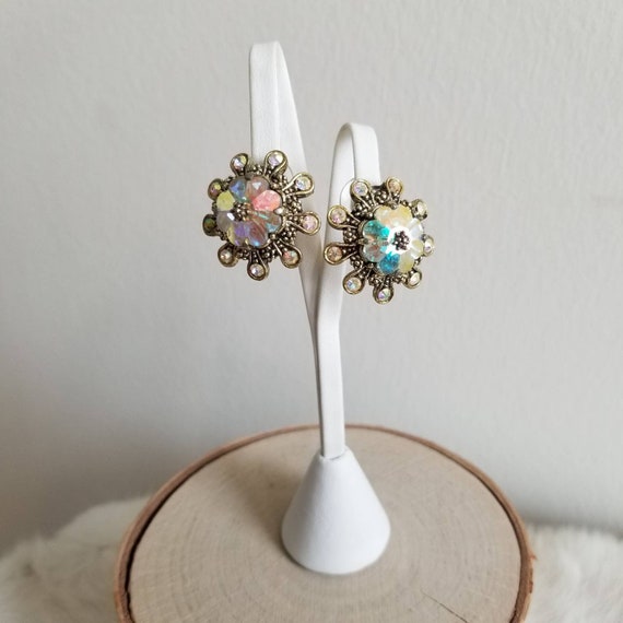 1960's Signed Weiss AB Statement Floral Earrings-… - image 3