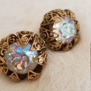 Vintage Aurora Borealis Clip-On Earrings