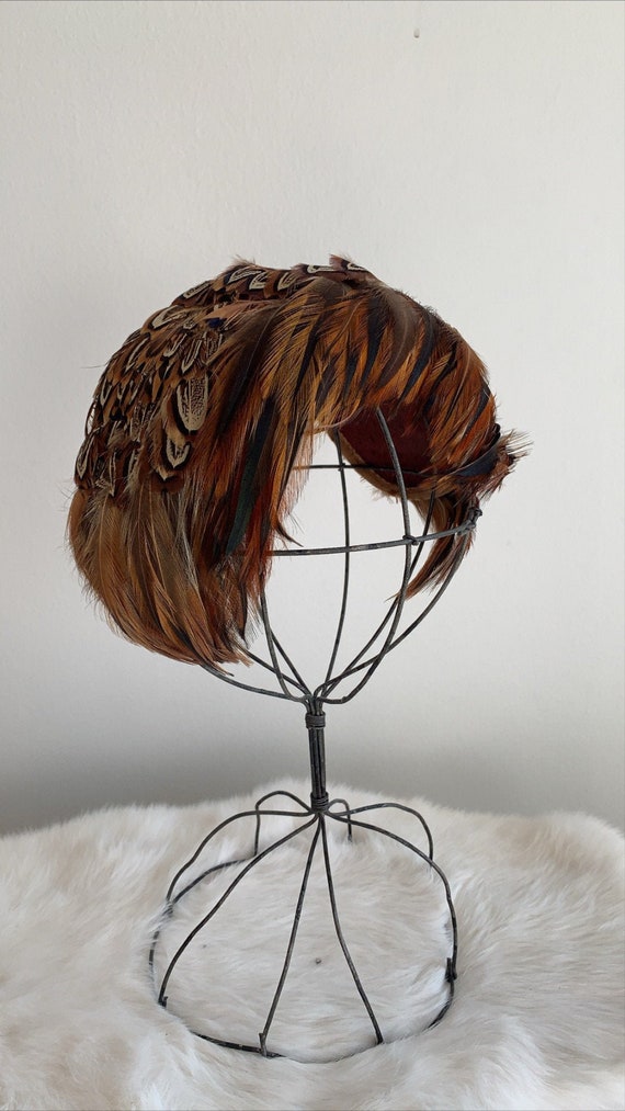 Vintage 1950s Feather Fascinator Wedding Shower, Fa… Gem