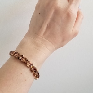 Vintage Bronze Tone Rhinestone Gem Bracelet