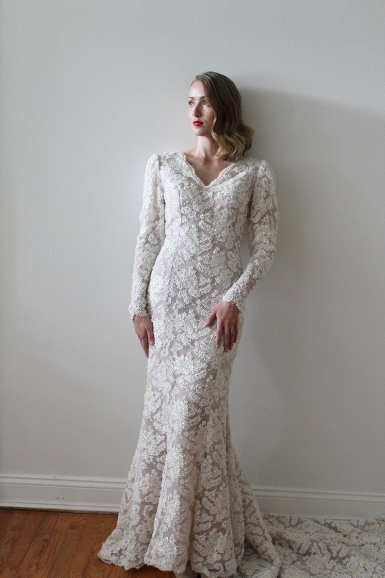 Ropa Vestidos Y Trajes De Novia Vintage 1980s Puff Sleeve Bridal