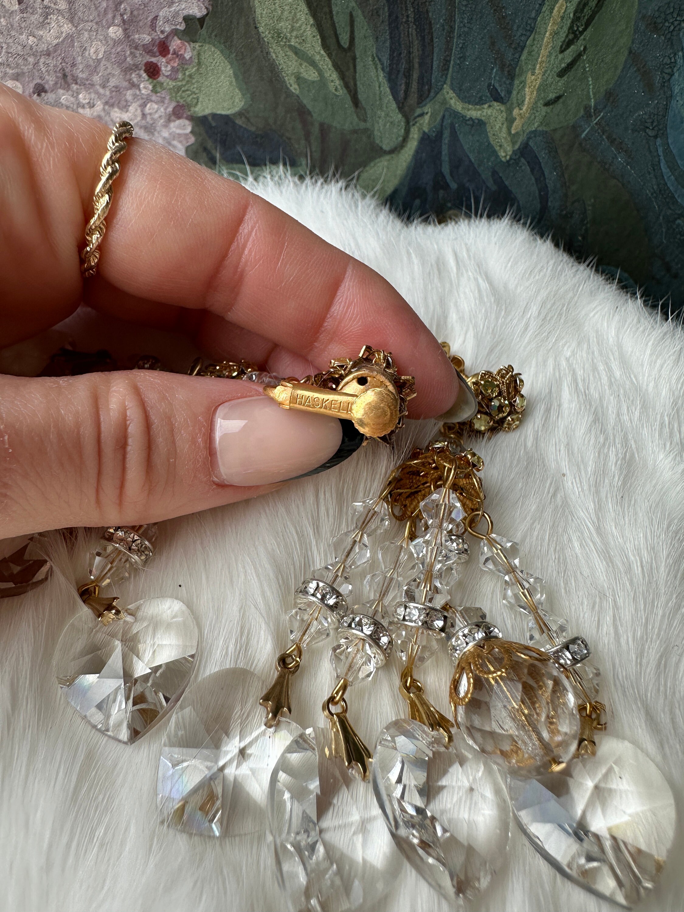 Vintage Signed Miriam Haskell Pale Yellow and Clear Crystal