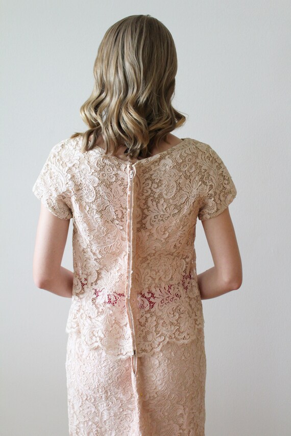 Vintage 1950's -60's Pink French Lace Party Dress… - image 10