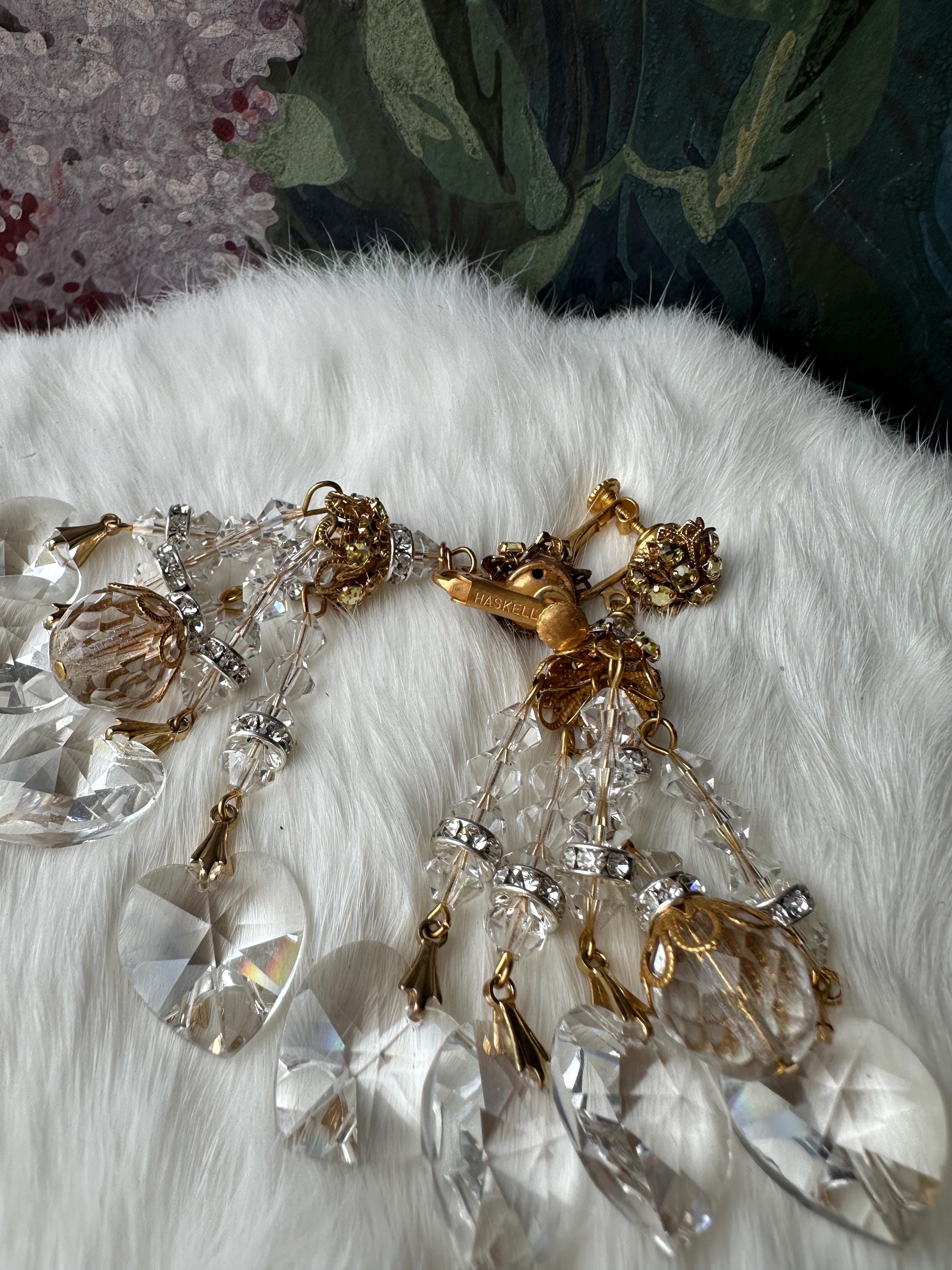 Vintage Signed Miriam Haskell Pale Yellow and Clear Crystal