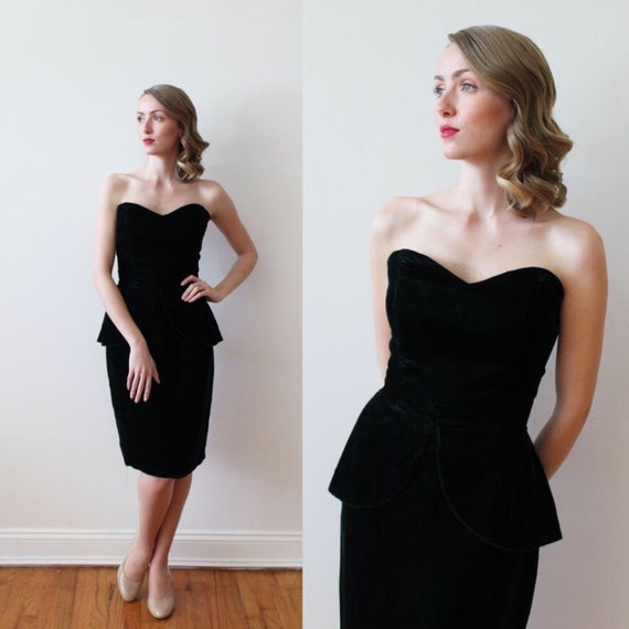 green velvet strapless dress