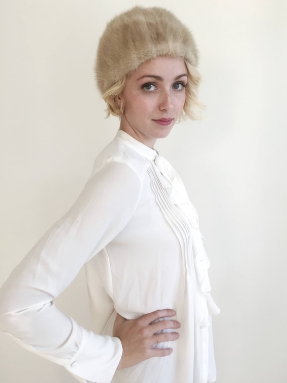 Vintage Blonde Mink Fur Winter Hat - Winter Weddi… - image 2