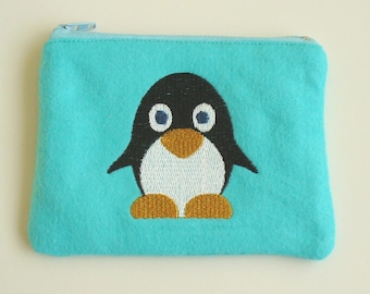 DH14hjsdDEE Penguins With Sweater Geometric Logo zipper canvas coin purse wallet Cellphone Bag With Handle Make Up Bag
