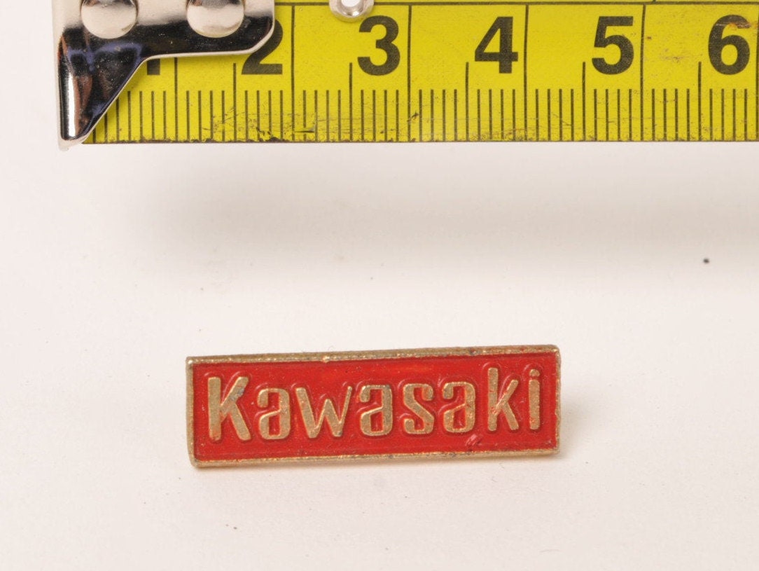 Vintage Kawasaki Lapel Pin Motorcycle Red/gold From '80s Etsy