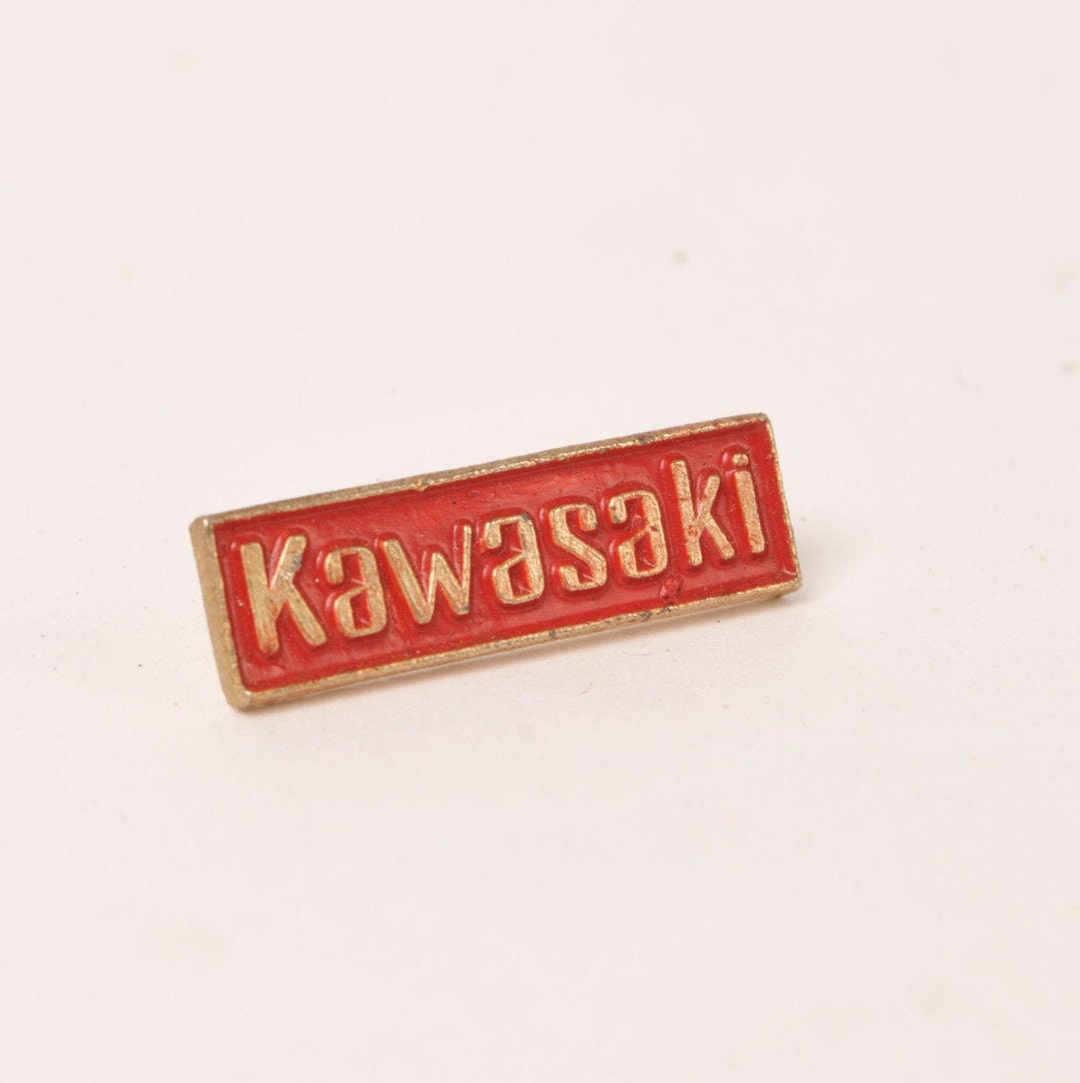 Vintage Kawasaki Lapel Pin Motorcycle Red/gold From '80s Etsy