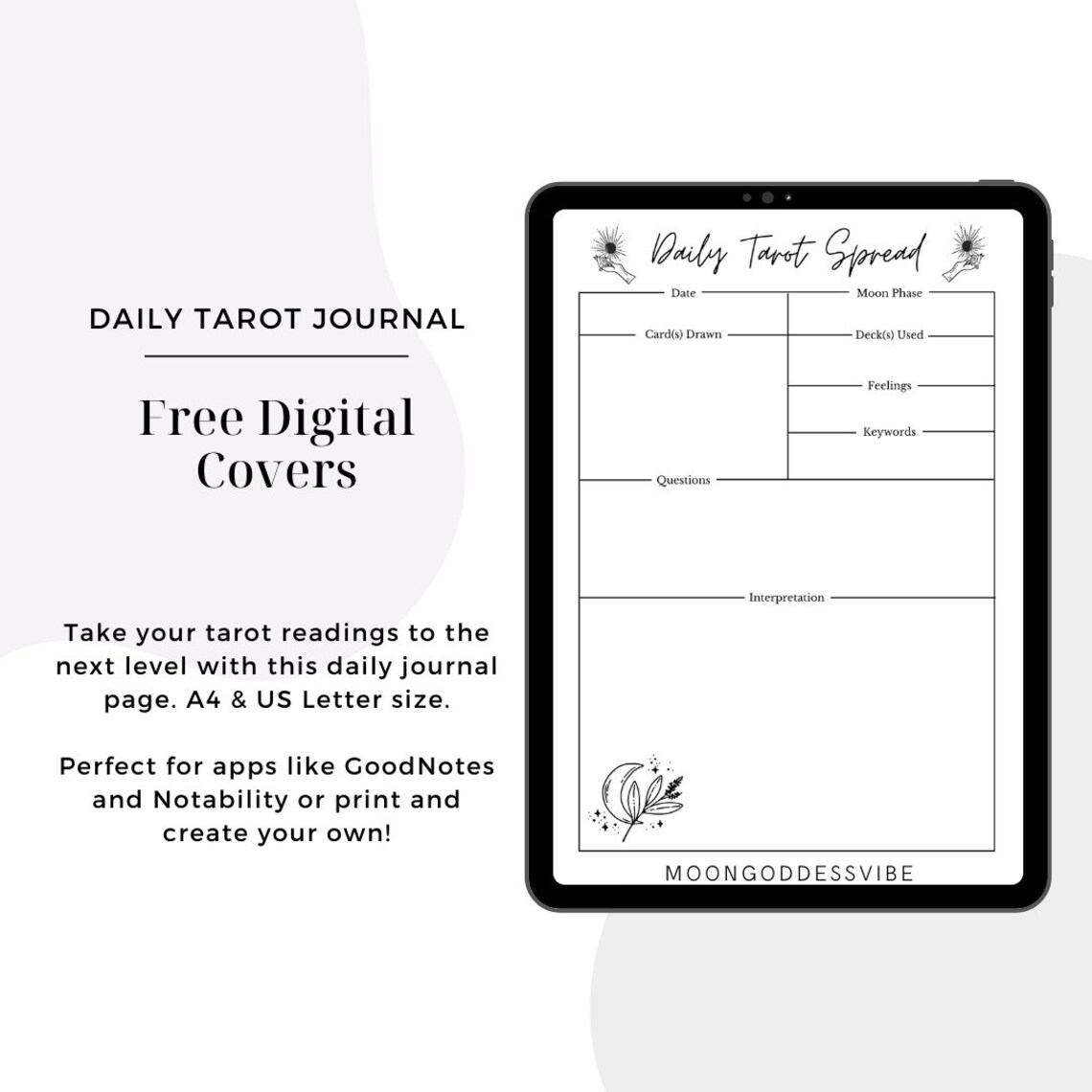 Daily Tarot Journal Printable Digital Daily Tarot Spread - Etsy