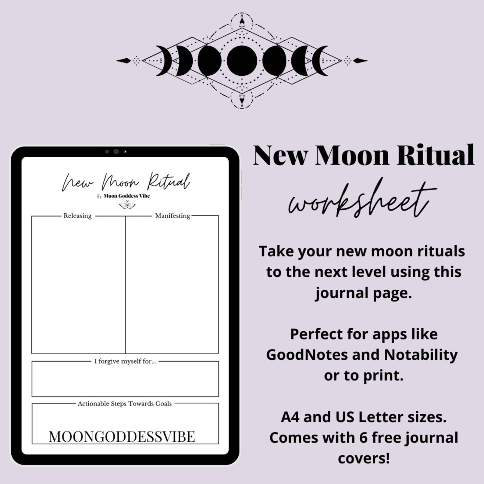New Moon Ritual Journal Page Manifestation Planner New Moon Etsy UK