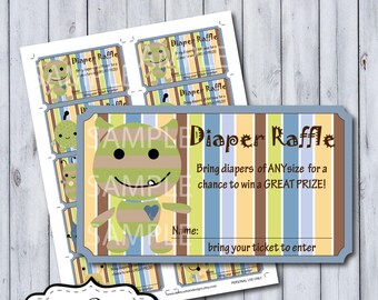 Peek A Boo Monster Diaper Raffle Tickets | Peek A Boo Monster Nursery by Cocalo | DIY Printable | Personal Use Only | Instant Download