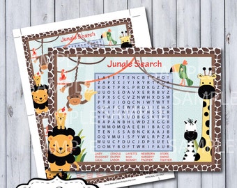 Peek A Boo Jungle Word Search Shower Game | Peek A Boo Jungle Nursery by Lambs & Ivy| DIY Printable | Personal Use Only | Instant Download