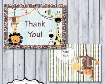 Peek A Boo Jungle Thank You Cards | Peek A Boo Jungle Nursery by Lambs & Ivy | DIY Printable | Personal Use Only | Instant Download