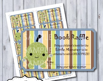 Peek A Boo Monster Book Raffle Tickets | Peek A Boo Monster Nursery by Cocalo | DIY Printable | Personal Use Only | Instant Download