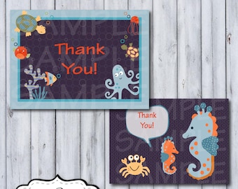 Bubbles and Squirt Thank You Cards | Bubbles and Squirt Nursery | DIY Printable | Personal Use Only | Instant Download | Ocean Underwater