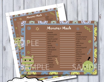 Peek A Boo Monster Word Scramble Shower Game| Peek A Boo Monster Nursery by Cocalo | DIY Printable | Personal Use Only | Instant Download