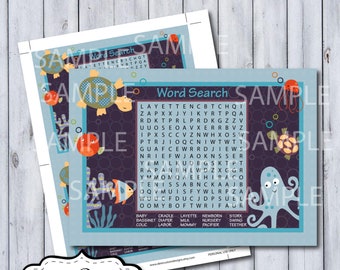 Bubbles and Squirt Word Search Game | Bubbles and Squirt Nursery | DIY Printable | Personal Use Only | Instant Download | Ocean Underwater