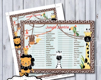 Peek A Boo Jungle Word Scramble Shower Game | Peek A Boo Jungle Nursery by Lambs & Ivy| DIY Printable | Personal Use Only | Instant Download