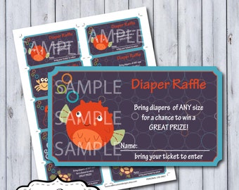 Bubbles and Squirt Diaper Raffle | Bubbles and Squirt Nursery | DIY Printable | Personal Use Only | Instant Download | Ocean Nursery