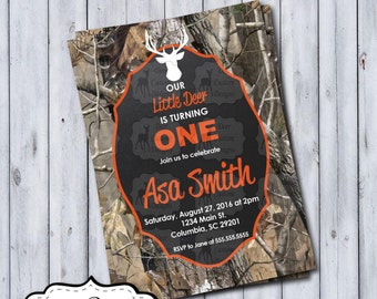 Deer Hunting Birthday Invitation | Camo Birthday Invite | Deer Hunting Party | Deer Birthday | Boy Birthday | Chalkboard Birthday