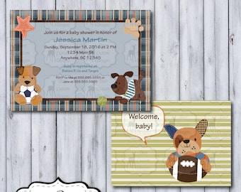 Custom Bow Wow Buddies Baby Shower Invitation | Bow Wow Buddies Nursery by Lambs & Ivy | Printable or Printed | Personal Use | Puppy Sports