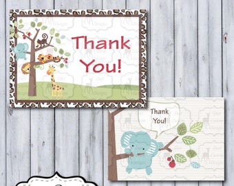 Treetop Buddies Thank You Cards | Tree Top Buddies Nursery by Lambs & Ivy | DIY Printable | Personal Use Only | Instant Download